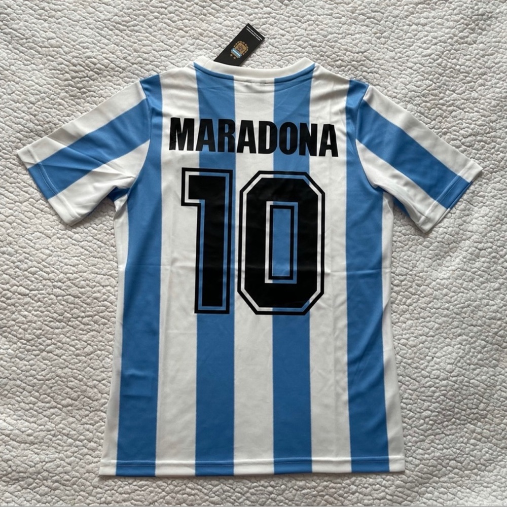 COPY - Diego Maradona Argentina Retro Vintage Home Soccer Jersey - NEW - Men - Picture 6 of 10